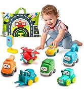 ALASOU 8 PCS Baby Cranes Car Toys for 1 Year Old Boy with Playmat/Storage Bag|1st Birthday Gift f...