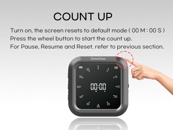 creaviva digital visual timer countdown count up pause stop reset auto memory