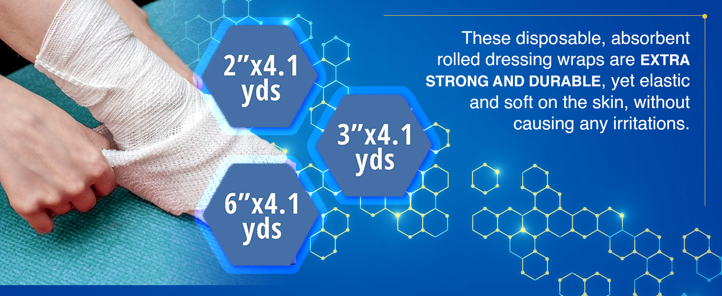 Wound Care Rolled Dressing Wrap | Medical Non-Adherent Mesh Bandages
