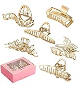 LUKACY 6 Pack Large Metal Hair Claw Clips - 4 Inch, Perfect Big gold Jaw hair clamps for Women an...