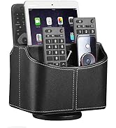 YAPISHI Leather Remote Control Holder, 360 Degree Spinning Desk TV Remote Caddy/Box,Bedside Table...