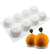 3D Orange Silicone Baking Mold, 8-Cavity Non-Stick Fruit Shape Molds for Mousse Cake Chocolate De...