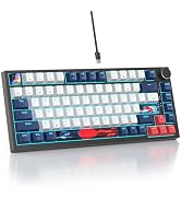 Mosptnspg 75% TKL Wired Mechanical Keyboard,RGB Backlit Gasket Mount 82 Key Hot Swappable Custom ...
