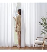 MIULEE White Privacy Sheer Curtains That Let Light in 84 Inches Long Non-See-Through Semi Sheer C...