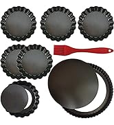 8 Pack Tart Pan 9.5 Inch & 4 Inch Mini Tart Pans Removable Bottom Quiche Pan Non-Stick Deep Bakin...