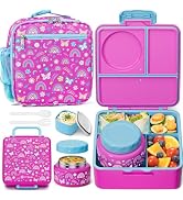 Fimibuke Kids Bento Lunch Box with Thermos, Leakproof Toddler Bento Box with 8.5 OZ Insulated Foo...