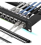 Rapink Patch Panel 24 Port Cat7 with Inline Keystone 10G Support, Coupler Patch Panel STP Shielde...