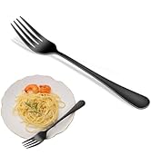 8-Piece Black Salad Forks Set, 6.7 Inch Stainless Steel Dessert Forks, Metal Silverware Small For...