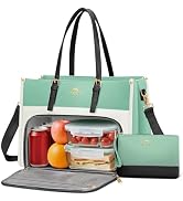MATEIN Tote Lunch Bag for Women, 15.6 Inch Laptop Tote with Larger Insulated Lunch Compartment fo...