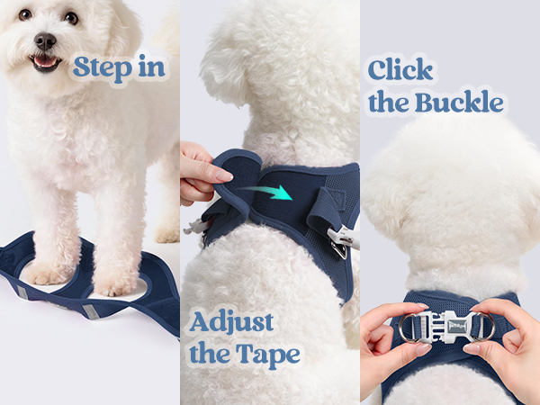 step in small dog harness for easy to put on and remove