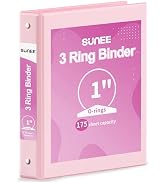 SUNEE 3 Ring Binder 1 Inch 1 Pack, Clear View Binder Three Ring PVC-Free (Fit 8.5x11 Inches) for ...
