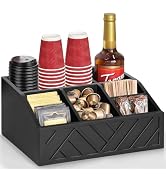 CusUnik Coffee Station Organizer for Countertop, Wood Coffee Bar Organizer for Accessories, Coffe...
