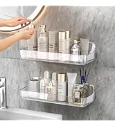 CGBE 2-Pack Acrylic Shower Shelves, Large Capacity Adhesive Shower Shelf, No Drilling Adhesive Ba...
