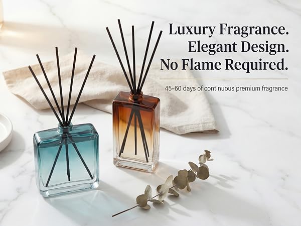 Bella Aria reed diffuser set luxury ombre glass bottles Earl Grey Summer Sea Breeze