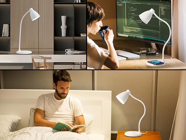 Desk Lamp for Home Office LED Desk Light USB Charging Ports Bedside Table Lamp for Dorm Room