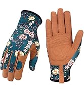 Bamllum Leather Gardening Gloves for Women - Working Gloves for Weeding, Digging, Planting, Rakin...