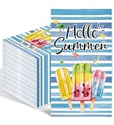 100PCS Summer Paper Napkins 3 Ply Hello Summer Decorative Hand Towels for Bathroom, Ice Cream Blu...