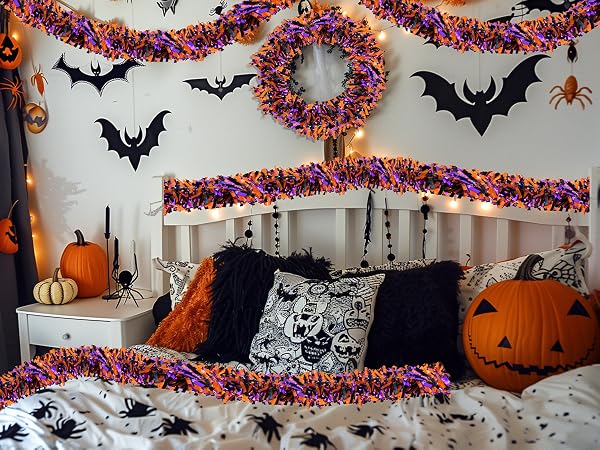 4 Strings Total 26.4 FT Halloween Full Fringe Tinsel Garlands