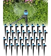Landtouch 36Pack Drip Irrigation Parts, Quick Connect 1/4" Adjustable 360° Emitter Sprinklers wit...