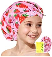Years calm Satin Lined Shower Cap for Kids, Reusable Waterproof Hair Cap | Hair Protection & Wide...