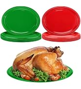 Aodaer 36 Pack Christmas Disposable Oval Plastic Plates 10 x 12 Inch Large Oval Shaped Dinner Pla...