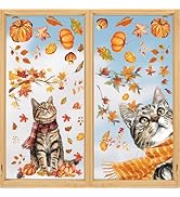 Horaldaily 60 PCS Fall Thanksgiving Window Cling Sticker, Pumpkin Leaves Cats Home Party Supplies...