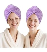 AGKXHDEC 2 Packs Microfiber Towel, Hair Turbans for Wet Hair, Drying Hair Wrap for Women(Purple-2...
