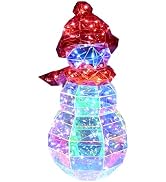 ASAMASA Snowman Decoration is Made of Unique PET and Rainbow Film Materials, Featuring Magical 3D...