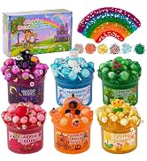 Okaybee 6 Pack Glitter Crunchy Slime Kit, Rainbow Slime for Kids, Christmas Stocking Stuffers, Sl...