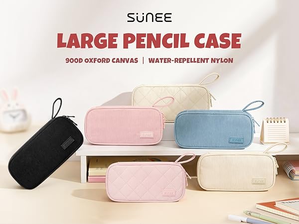 SUNEE Cute Pencil Case, Large Capacity Pencil Pouch Aesthetic Zipper Pencil Bag, Big Storage