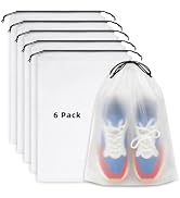 6 PCS Clear Shoe Bags for Travel, 11.8" x 15.7" Travel Shoe Bags for Storage and Packing, Waterpr...