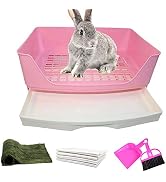 PINVNBY Large Rabbit Litter Box Corner Toilet Box Bigger Pan Pet Potty Trainer with Drawer for Ad...