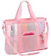 GYEUKHAM Mesh Beach Bag - Large Beach Tote Bag with Multiple Pockets for Family Beach Bag for Toy...