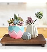 kulusion Walnut Wooden Pedestal Stand, Farmhouse Wood Tray for Kitchen Bathroom Counter Decor, Ru...