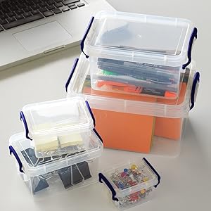 office container for storage, paper clips, crafts, notepads, pens batteries arts tools, nails screws
