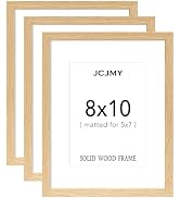 JCJMY 8x10 Picture Frame, Solid Wood Frame Set of 3, Display 5x7 with Mat or 8 x 10 without Mat, ...
