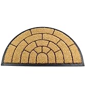 Envelor Half Round Door Mat, Rubber Coir Non-Slip Entrance Mat, Heavy Duty Durable Doormat, Dirt ...