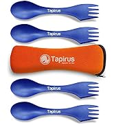 Tapirus - 4 Spork to Go Set - 7-inch Durable & BPA Free Sporks - Spoon, Fork and Knife Combo Uten...