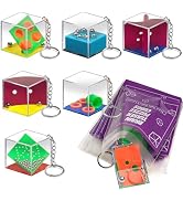 KiddieLoot Brain Teaser Puzzle Cubes on Keychain (6 Pack) - Mini Maze Toys for Kids, Unique Party...