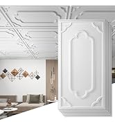 Art3d 12-Pack Drop Ceiling Tiles 2x4 Ft, Decorative PVC Ceiling Covering Panels 24x48 Inch for Ba...