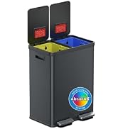 iTouchless 16 Gallon / 60L Dual Kitchen Trash Can & Recycle Bin, 2x8 Gal Removable Buckets