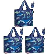 HOLYLUCK Reusable Grocery Bags,Heavy Duty Foldable Shopping Tote Bag (Standard, 3 Whales)
