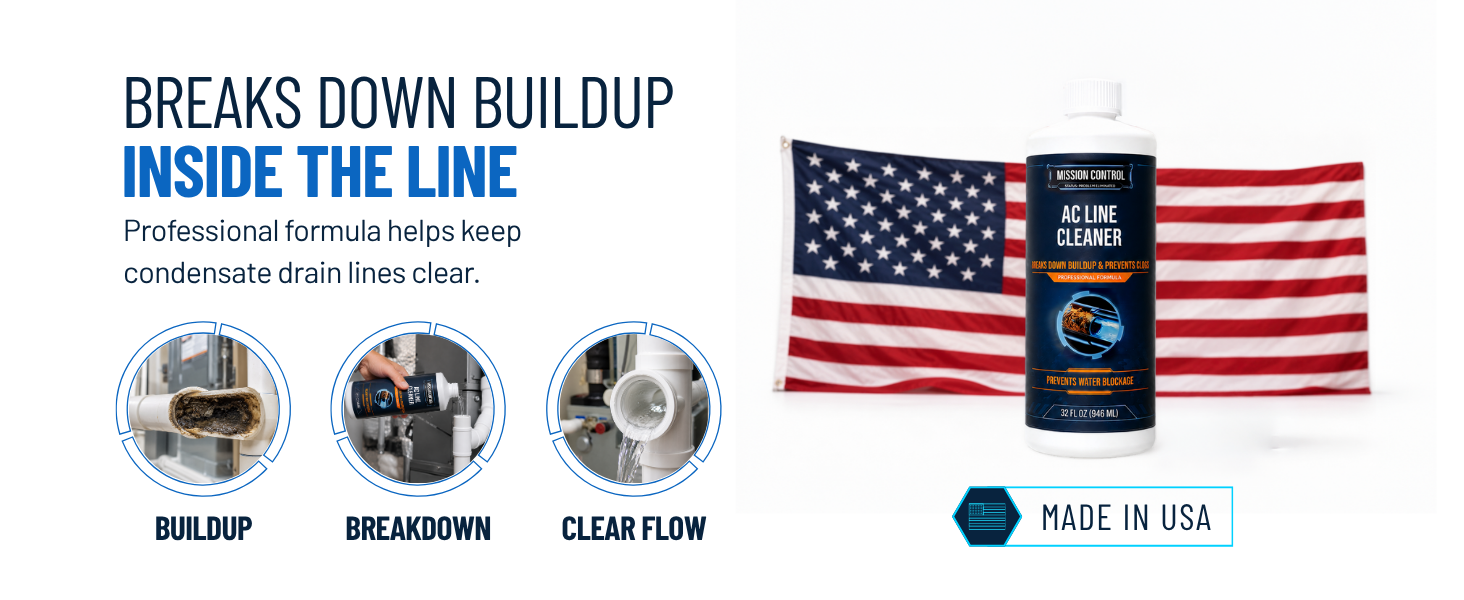 HVAC condensate drain cleaner breaks down buildup and restores clear water flow