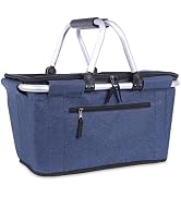 SIYUAN Picnic Basket, 27L Portable Collapsible Basket with Handle, Leakproof Insulated Picnic Coo...