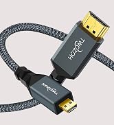 Twozoh 4K Micro HDMI to HDMI Cable 3.3FT, High-Speed Full HDMI to Micro HDMI Braided Cord Support...