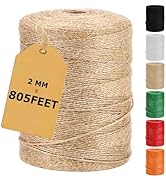 Vanhench 805FT Natural Jute Twine String, Bulk Hemp Jute Rope Cord Twine for Crafts Gardening, Gi...