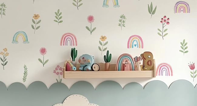 rainbow wall decals peel and stick
