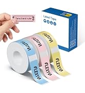 FLEXYVA Genuine P24 Label Maker Tape, 14x40mm, 3 Rolls, Yellow/Pink/Blue | Crisp & Clear Printing...