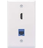 VCE HDMI Ethernet Wall Plate, RJ45 Cat6 Keystone Jack and HDMI Female to Female Keystone Jack Ins...