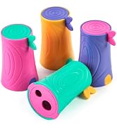 Smilo 4 Pack Tree Stump Pencil Sharpener, Dual Hole with Eraser, 4 Colors | Fits Standard & Jumbo...